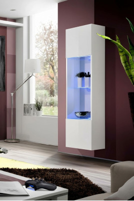 Vitrine blanche de luxe pour salon, vitrine suspendue, meubles design en bois