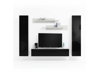 Meuble de salon moderne en bois avec étagères murales et support pour TV