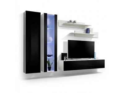 Mur moderne équipée avec vitrine suspendue rtv salon armoire TV support étagères