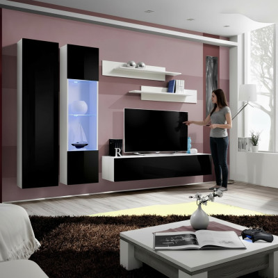 Ensemble de salon moderne de 5 pièces avec support TV et étagère
