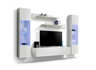 Meuble TV moderne en bois avec vitrine suspendue