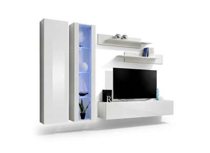 Meuble de salon blanc moderne en bois design avec armoire encastrée