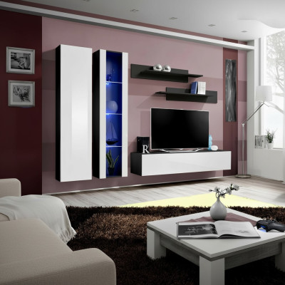 Salle de séjour Mobilier Unité murale Support TV Ameublement complet Moderne