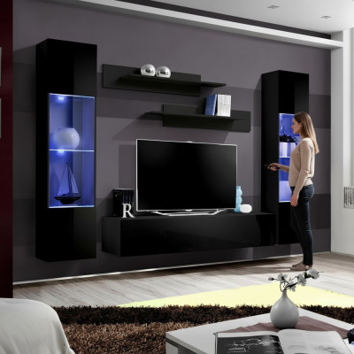 Meuble de télévision moderne avec étagères design de 5 pièces