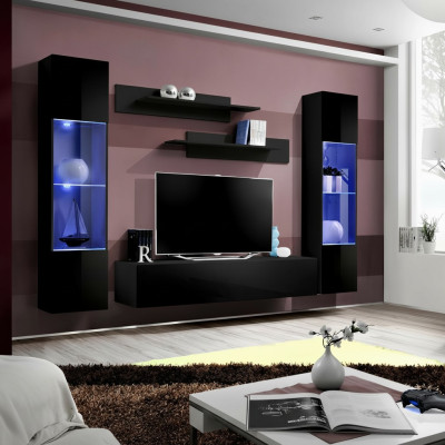 Meuble de télévision moderne avec étagères design de 5 pièces