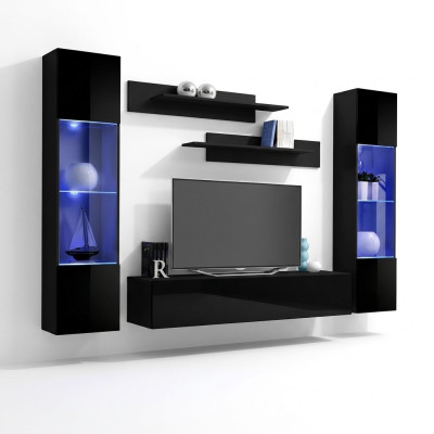 Meuble de télévision moderne avec étagères design de 5 pièces