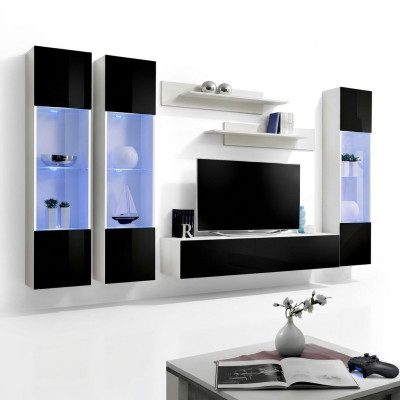 Ensemble de meubles de salon moderne avec support TV et étagères 6 pièces