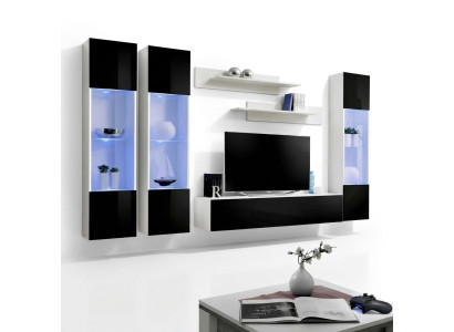 Ensemble de meubles de salon moderne avec support TV et étagères 6 pièces