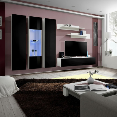 Jeu de mur design étagère salon bois vitrine suspendue meuble