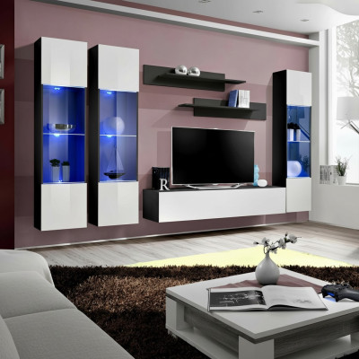 Ensemble de salon de luxe complet 6 pz vitrine suspendue moderne support pour TV