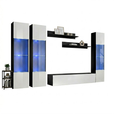 Ensemble de salon de luxe complet 6 pz vitrine suspendue moderne support pour TV