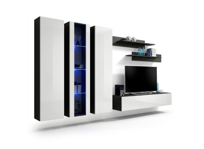 Meuble moderne avec vitrine, support pour TV, armoire murale, étagères de salon, nouveau