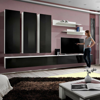 Ensemble complet pour le salon 7 pièces - Unité murale, meuble TV, suite de luxe, étagère murale neuve
