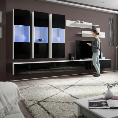 Salle de séjour Unité murale moderne Mobilier en bois de designer Meuble TV Vitrine suspendue de luxe