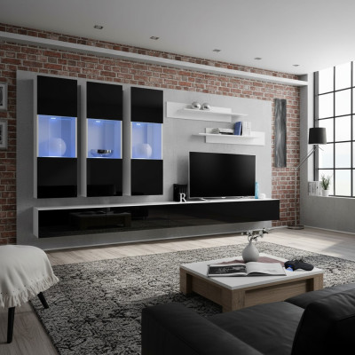 Salle de séjour Unité murale moderne Mobilier en bois de designer Meuble TV Vitrine suspendue de luxe