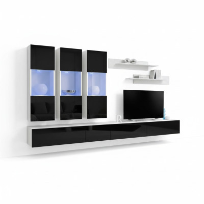 Salle de séjour Unité murale moderne Mobilier en bois de designer Meuble TV Vitrine suspendue de luxe
