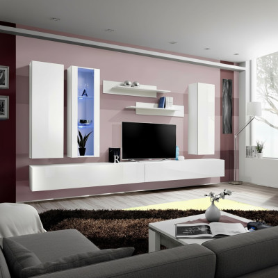 Mobilier de salon Designer Blanc Unité murale Stand TV Buffet Meuble mural moderne