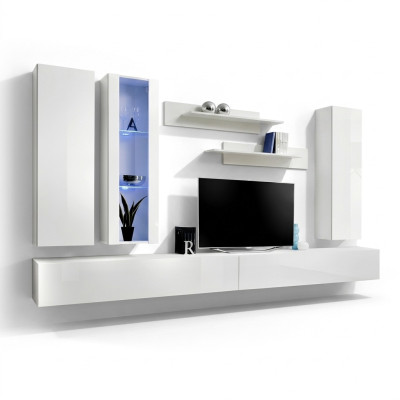 Mobilier de salon Designer Blanc Unité murale Stand TV Buffet Meuble mural moderne