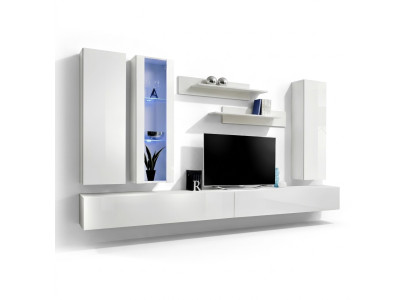 Mobilier de salon Designer Blanc Unité murale Stand TV Buffet Meuble mural moderne