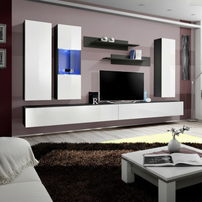 Ensemble de designer 7 pièces. Unité murale vitrine suspendue armoire murale meubles de luxe salon.