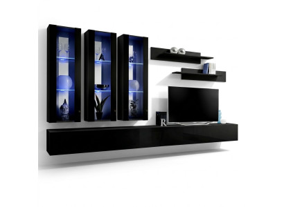 Unité murale de design moderne pour téléviseur, meuble bas en bois pour salon, aménagement de meubles d'étagères murales
