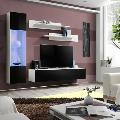 Ensemble de meubles de salon Unité murale Support TV Design Vitrine suspendue Ameublement Mobilier
