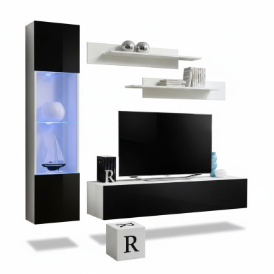 Ensemble de meubles de salon Unité murale Support TV Design Vitrine suspendue Ameublement Mobilier