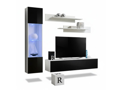 Ensemble de meubles de salon Unité murale Support TV Design Vitrine suspendue Ameublement Mobilier