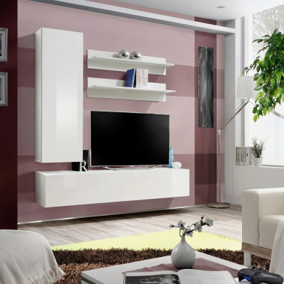 Meubles de designer Ensemble mural blanc Mobilier en bois de luxe Cabinet mural complet