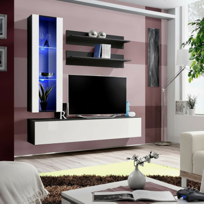 Salle de séjour Unité murale Étagère murale Télé Armoire suspendue Vitrine Étagère Bois Mobilier neuf
