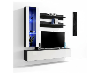 Salle de séjour Unité murale Étagère murale Télé Armoire suspendue Vitrine Étagère Bois Mobilier neuf