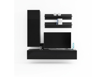 Unité murale moderne de luxe Lowboard, meuble mural en bois pour le salon, 4 pièces. Nouveau