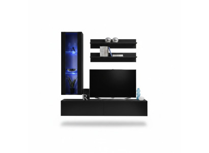 Meuble TV de luxe Armoire TV Buffet Moderne Salon Unité murale en bois Étagère