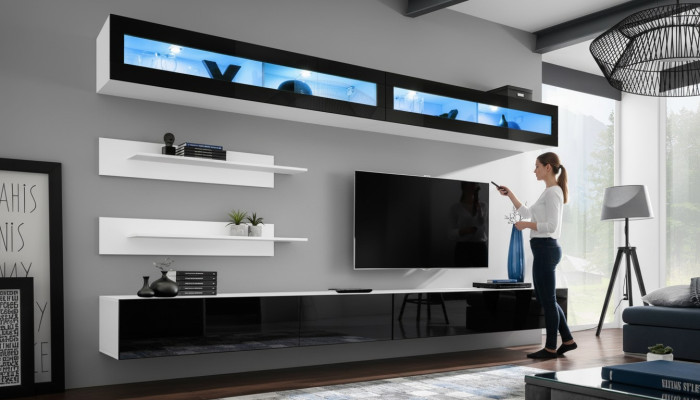 Ensemble de meuble mural 6 pièces de luxe pour salon TV, étagère murale de meuble de télévision design