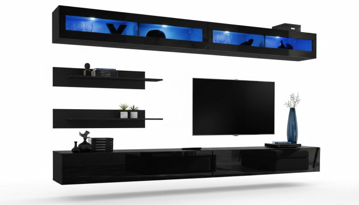 Salon 2x murale Suite Unité murale meubles en bois Meuble TV neuf