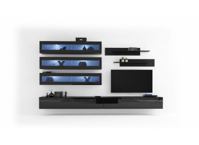 Unité murale Étagère murale Design Meuble TV Meuble bas Meuble mural Salon Bois Mobilier neuf