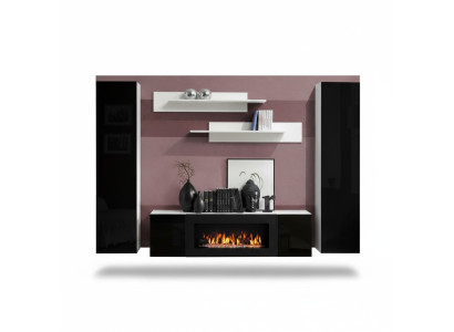 Unité murale pour téléviseur basse avec cheminée Étagères murales de designer pour salon Armoire murale en bois
