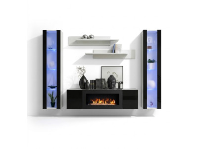 Unité murale de luxe pour téléviseur Buffet en bois Salon de designer Vitrine suspendue Meuble