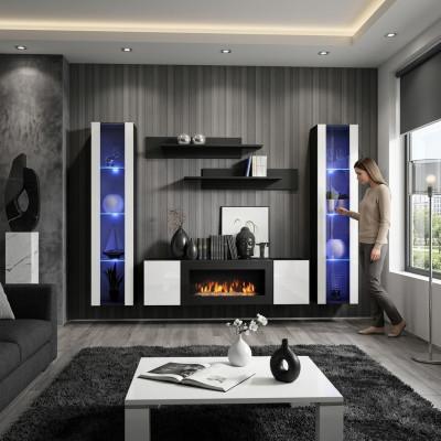 Ensemble mural d'étagères murales pour salon moderne de luxe, ensemble de 5 pièces de vitrine suspendue design