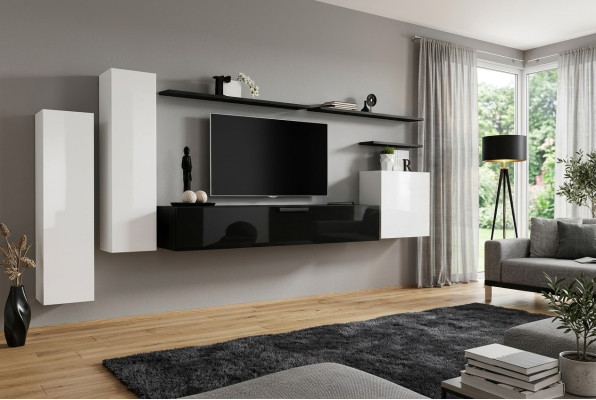 Unité murale Armoire murale Armoire Meuble bas pour télévision Buffet Étagère Salon Mobilier
