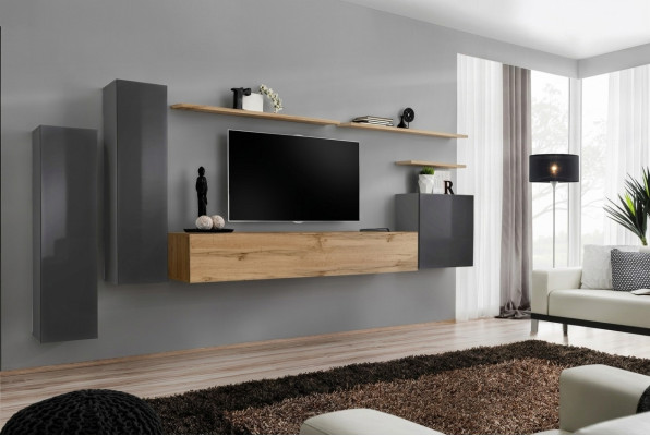 Meuble mural de designer Salon de luxe Stand TV en bois Étagère murale Complètement nouveau