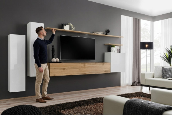 Ensemble mural de designer Étagère murale Ensemble de 7 pièces Mobilier de salon moderne de luxe