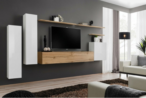 Ensemble mural de designer Étagère murale Ensemble de 7 pièces Mobilier de salon moderne de luxe