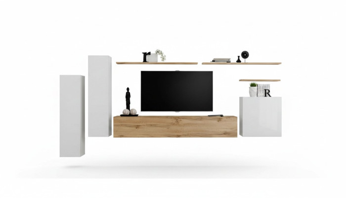 Ensemble mural de designer Étagère murale Ensemble de 7 pièces Mobilier de salon moderne de luxe