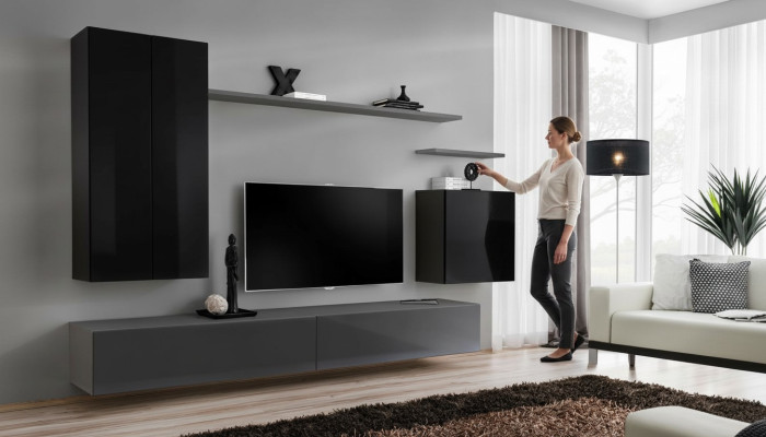 Unité murale Buffet étagère murale TV Armoire Étagère Armoire murale Salon Mobilier