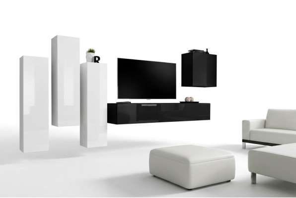 Meuble mural de salon de luxe avec suite TV, buffet bas moderne en bois, mobilier design
