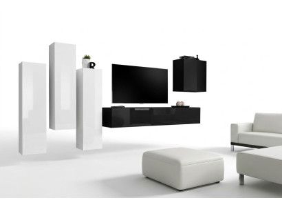 Meuble mural de salon de luxe avec suite TV, buffet bas moderne en bois, mobilier design