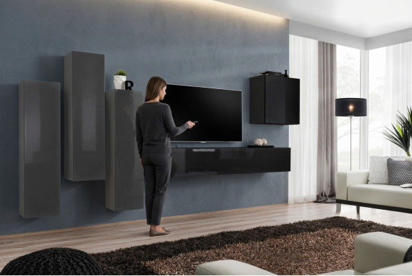 Conception Unité murale TV Stand 3x Armoire murale Buffet Armoire Mobilier de luxe