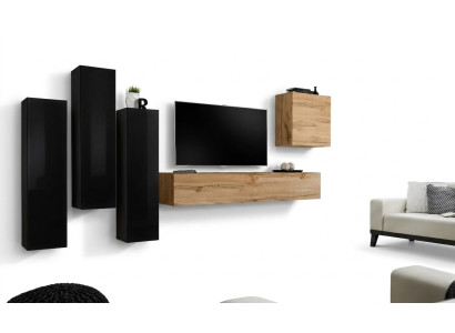 Ensemble complet de salon noir Buffet Meuble TV Armoire Ensemble mural Mobilier de luxe