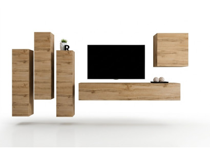 Unité murale Armoire murale brune Meuble TV de salon Bois Meubles de luxe Ameublement